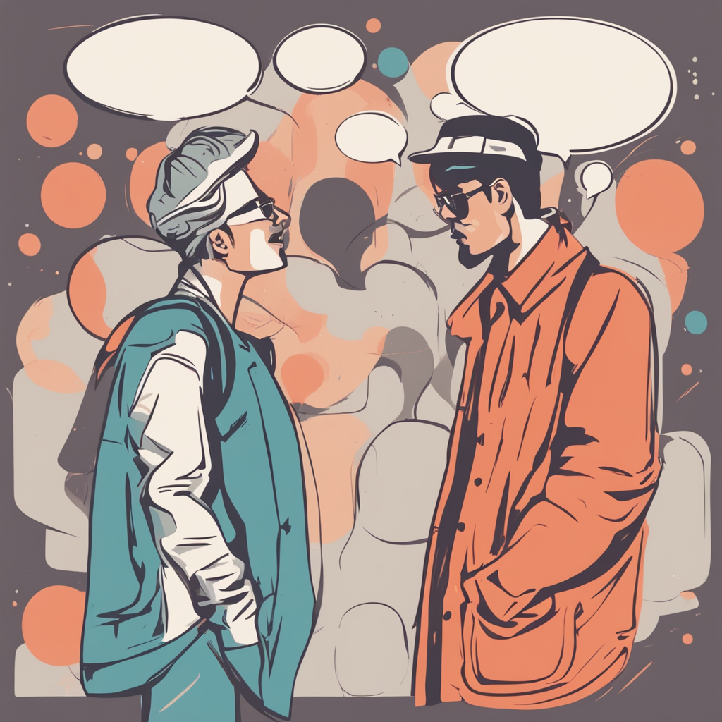 two people talking with chat bubbles