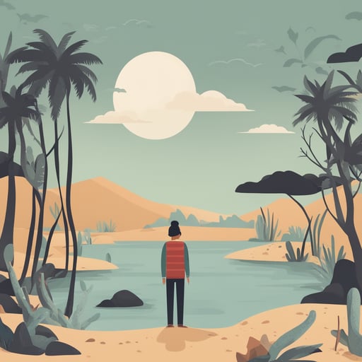 a person stranded on a desert island