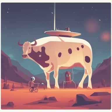 an alien spaceship abducting a cow