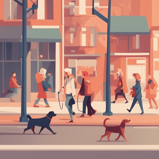 people walking a dog