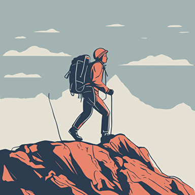 a mountain climber reaching the top of a mountain