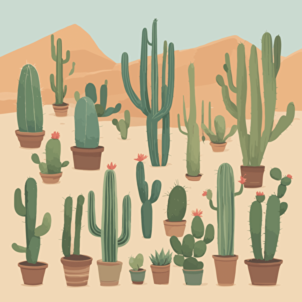 a collection of cacti in the desert