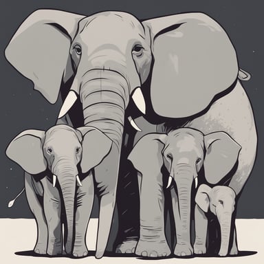 a family of elephants