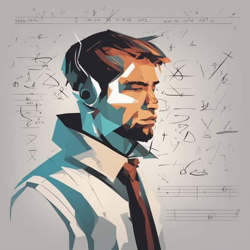 a person with math equations