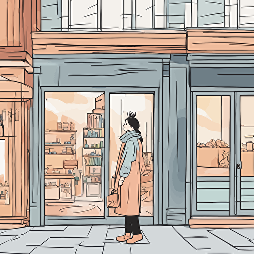 a person standing in front of a store