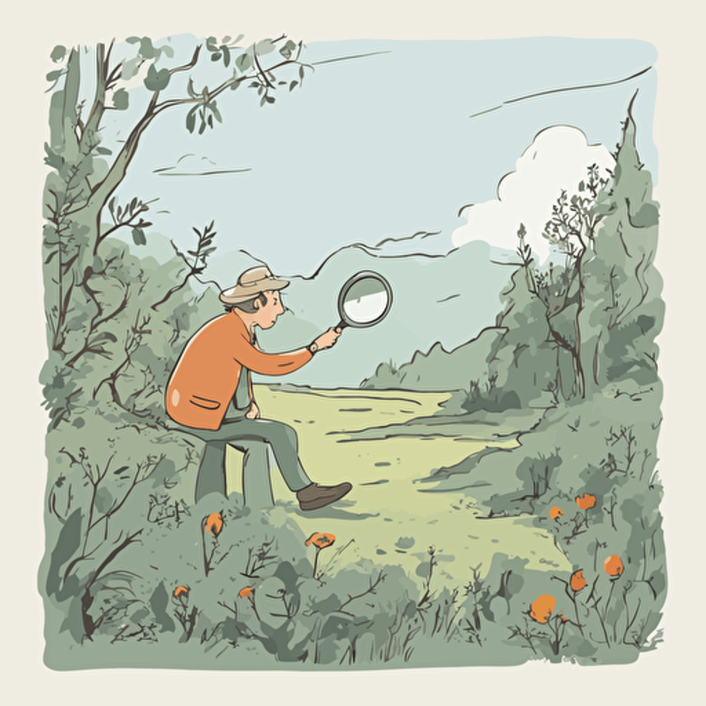 a person exploring nature with a magnifying glass