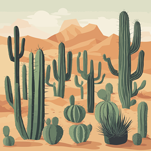 a collection of cacti in the desert