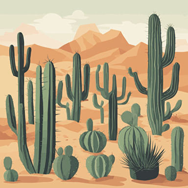 a collection of cacti in the desert