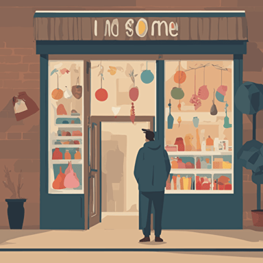 a person standing in front of a store