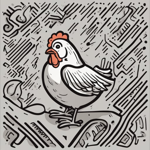 a chicken laying an egg