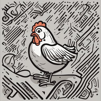 a chicken laying an egg