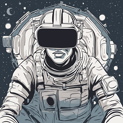 a person with vr headset floating in space