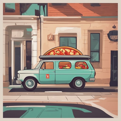 a pizza delivery car
