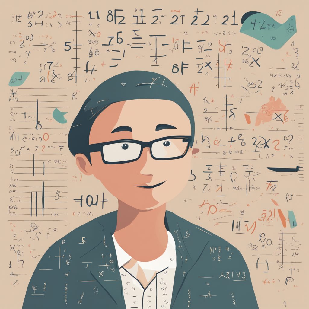 a person with math equations