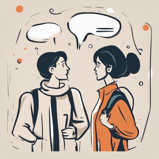 two people talking with chat bubbles