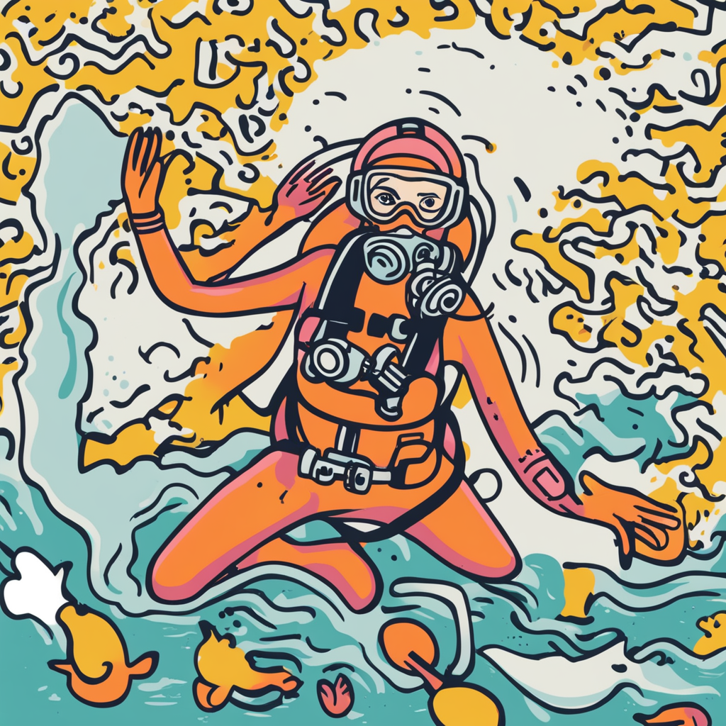 a woman scuba diving