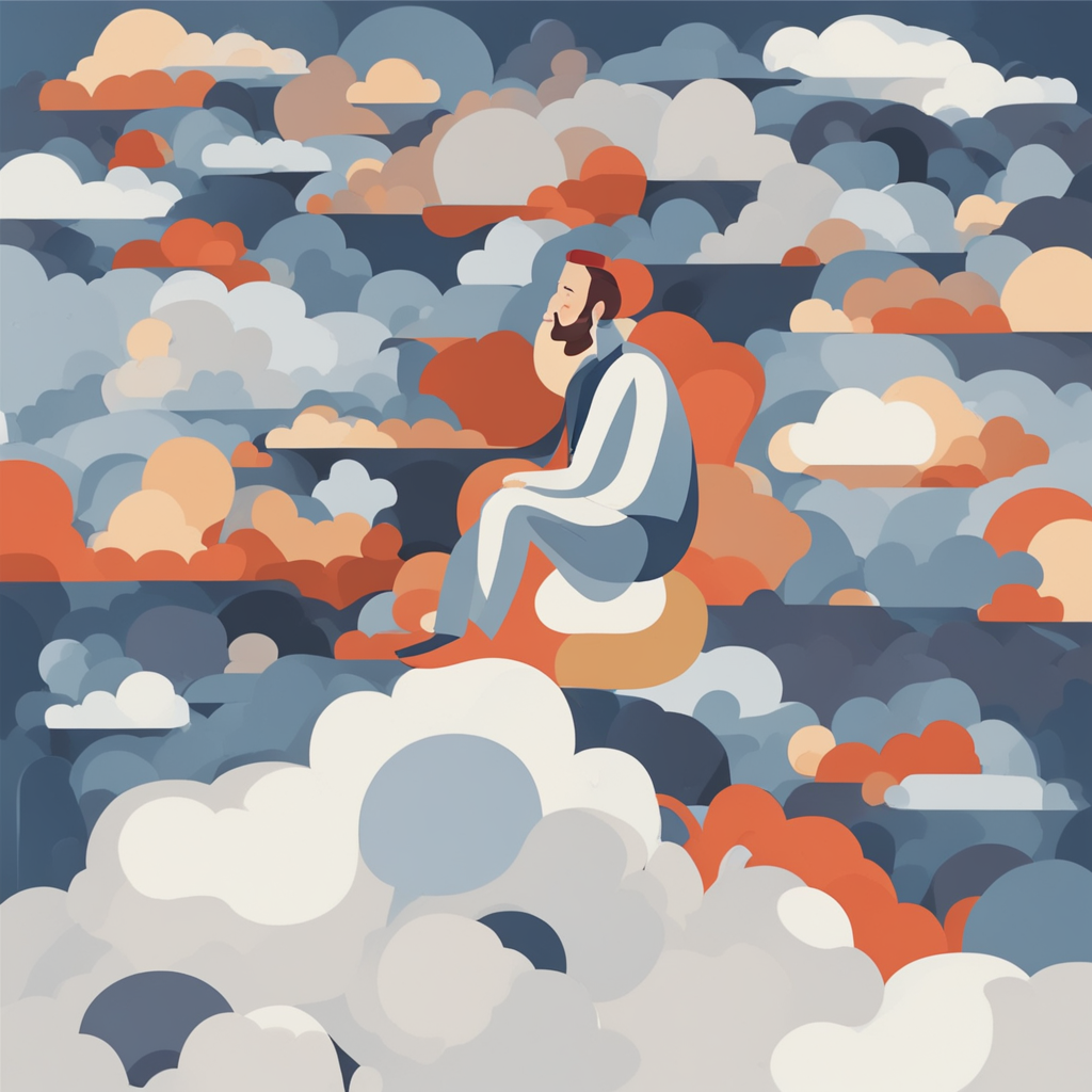 a person sitting on a cloud