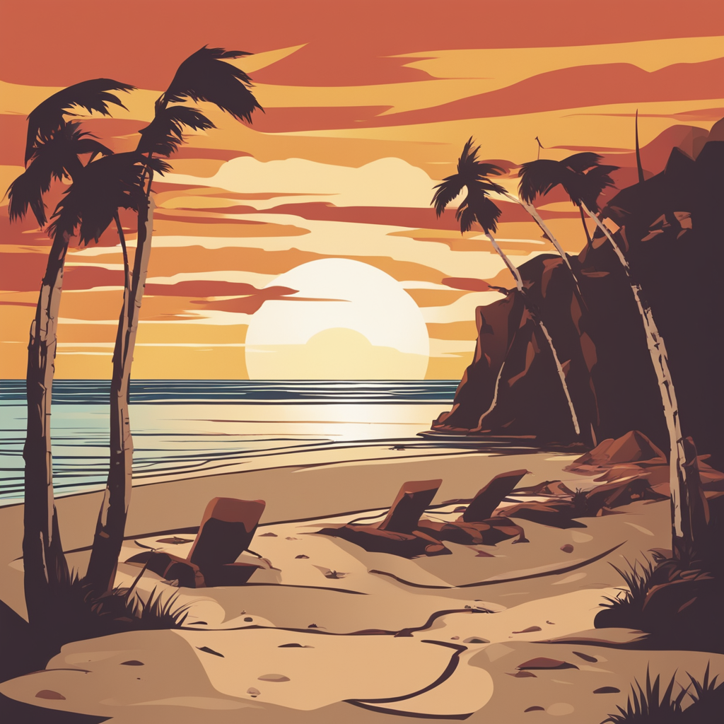 a sunsetting over a beach