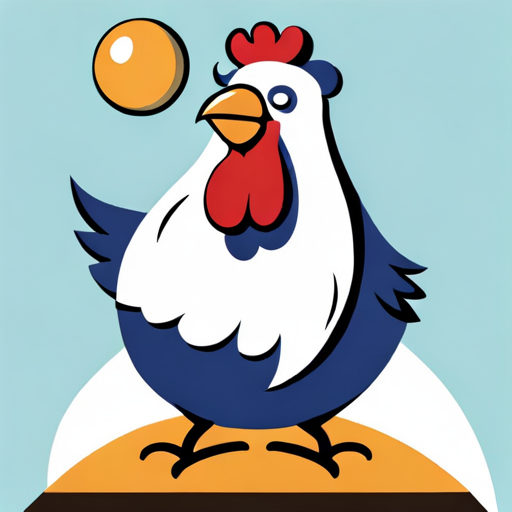 a chicken laying an egg