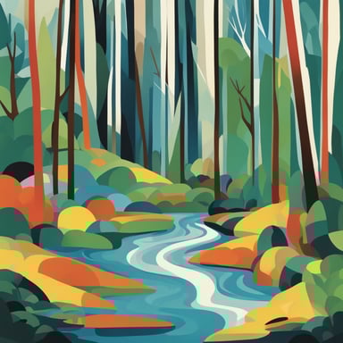 a forest with a river
