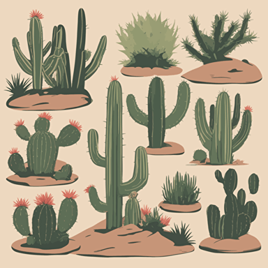 a collection of cacti in the desert