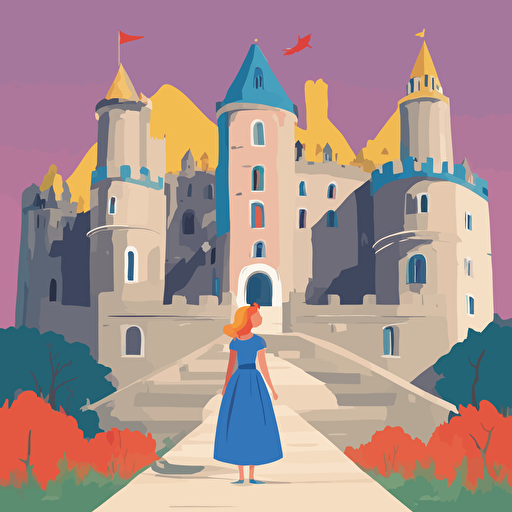 a princess standing in front of a castle