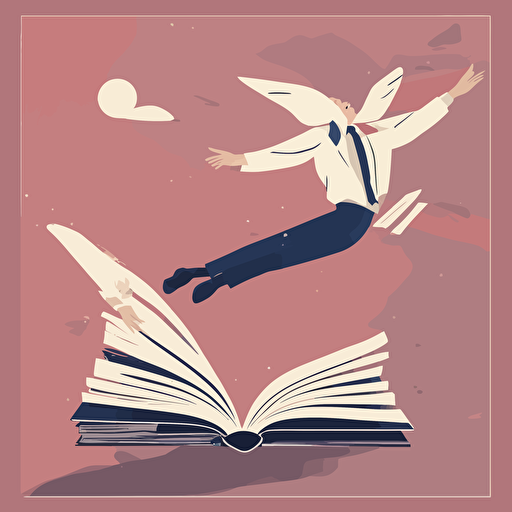 a person flying on a book