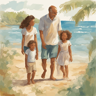 a family at the beach