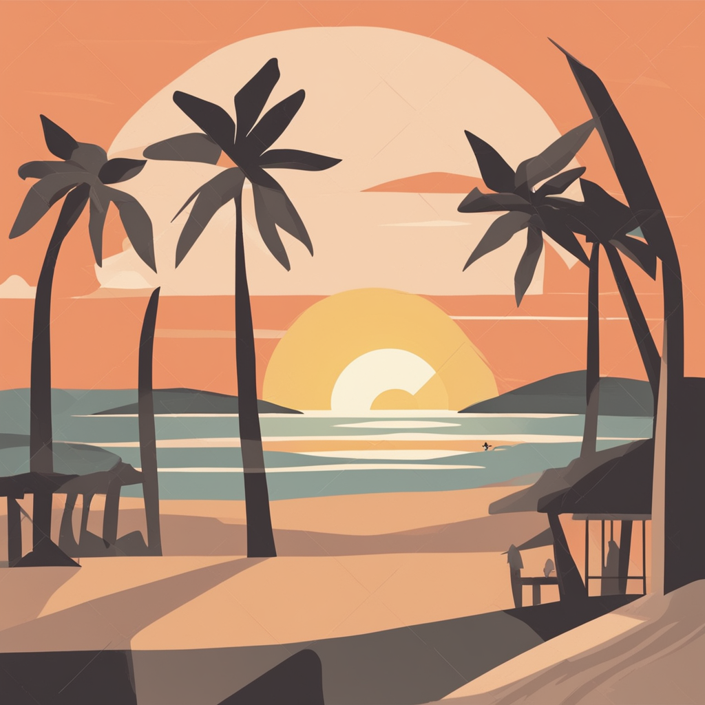 a sunsetting over a beach