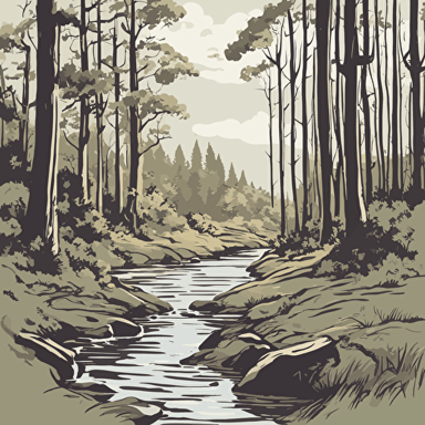 a forest with a river