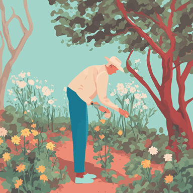 a person picking flowers