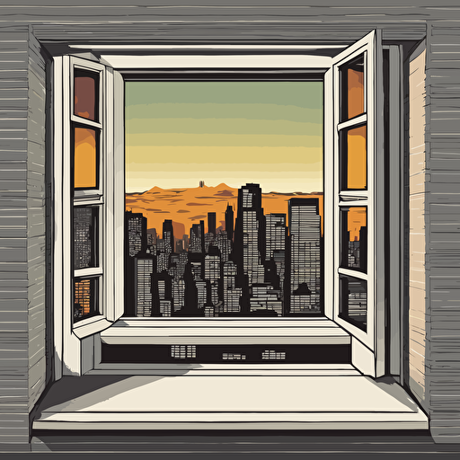 a window with a view of a city
