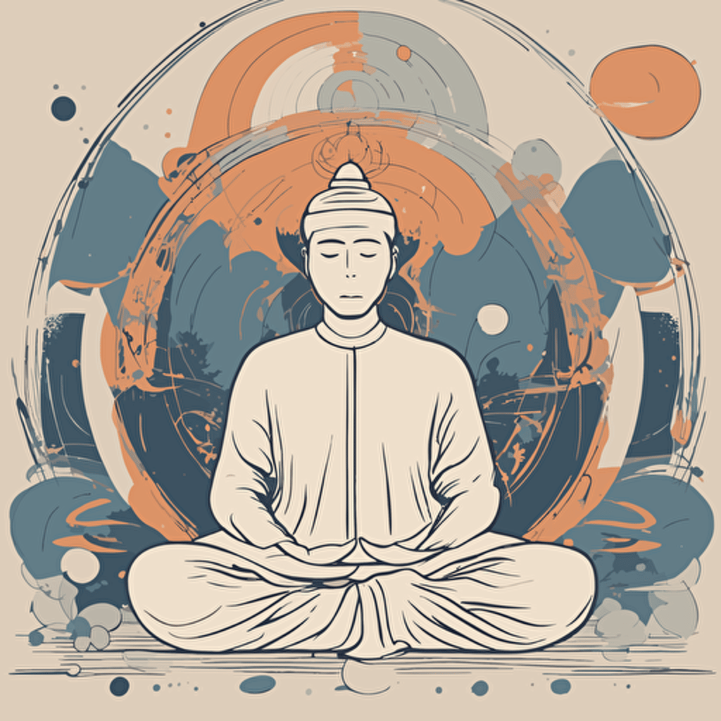 a person meditating with shapes coming out of their head