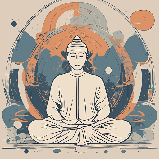 a person meditating with shapes coming out of their head