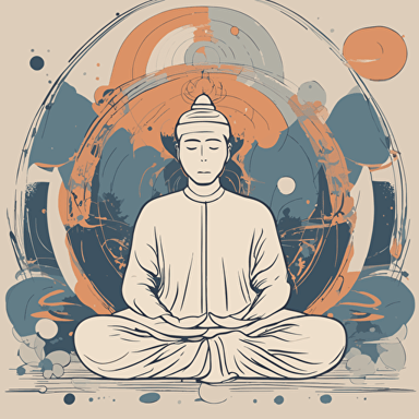 a person meditating with shapes coming out of their head