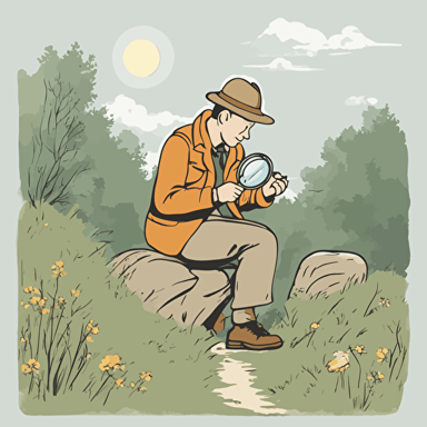 a person exploring nature with a magnifying glass