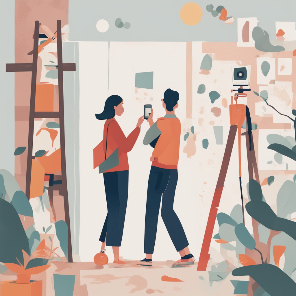 a person taking a picture of art