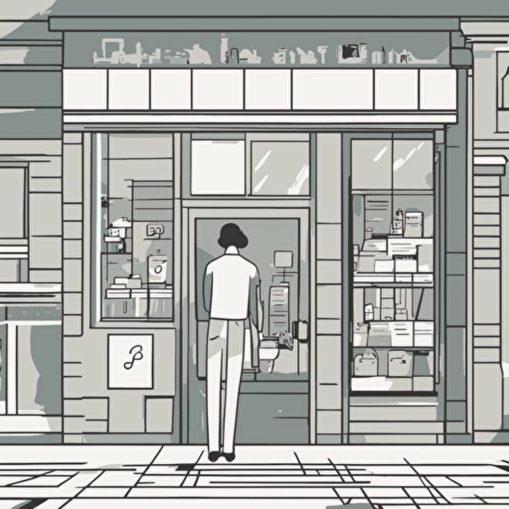 a person standing in front of a store