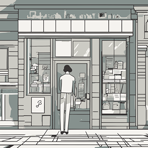 a person standing in front of a store