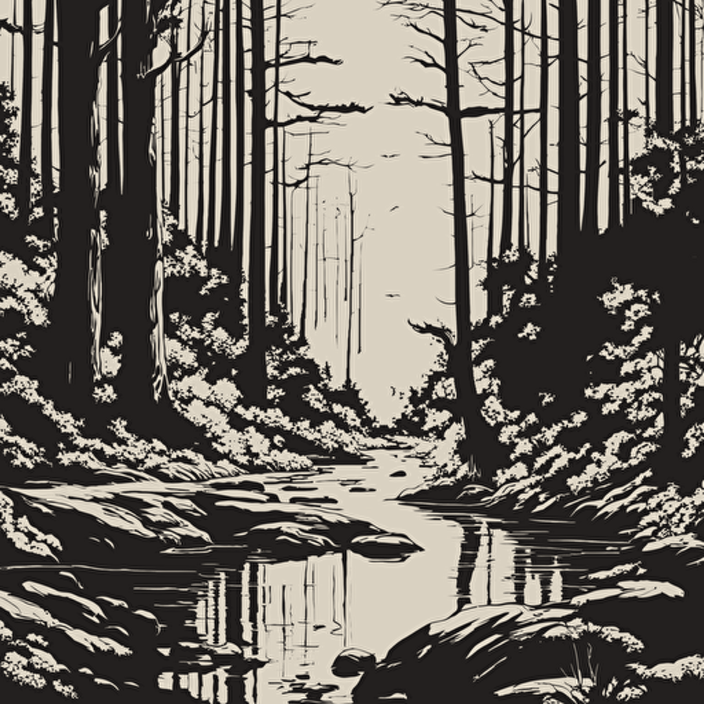 a forest with a river