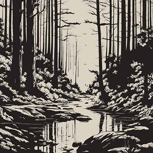 a forest with a river