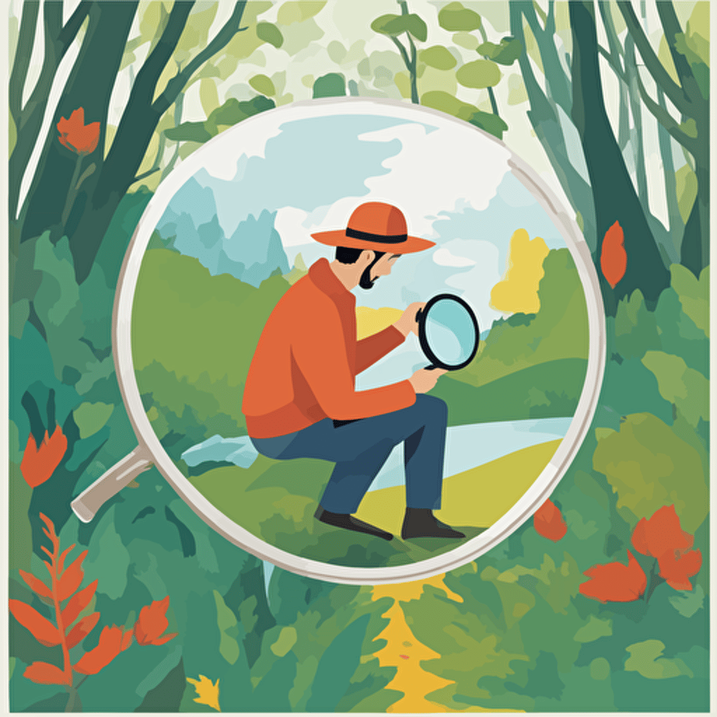 a person exploring nature with a magnifying glass