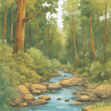 a forest with a river