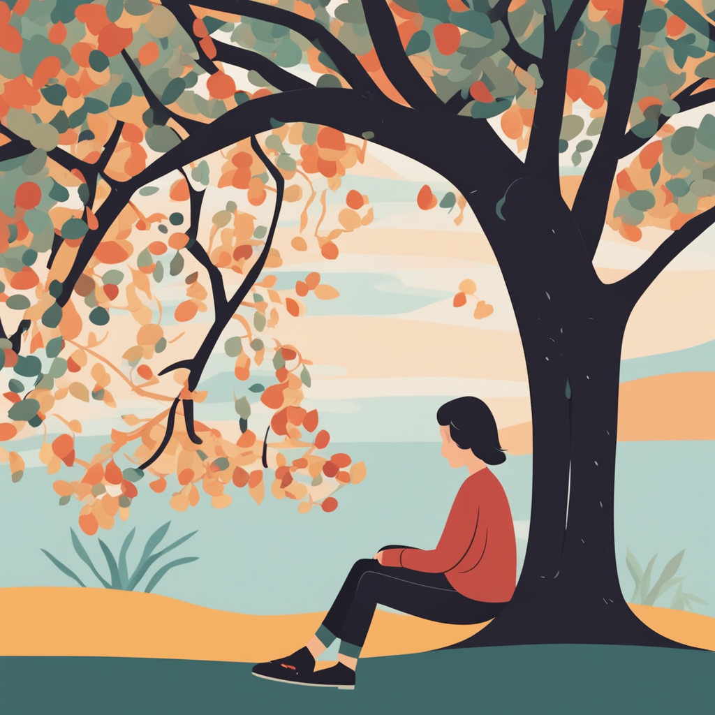 a person sitting under a tree