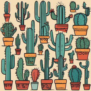 a collection of cacti in the desert