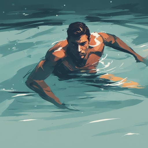 a man swimming in the pool