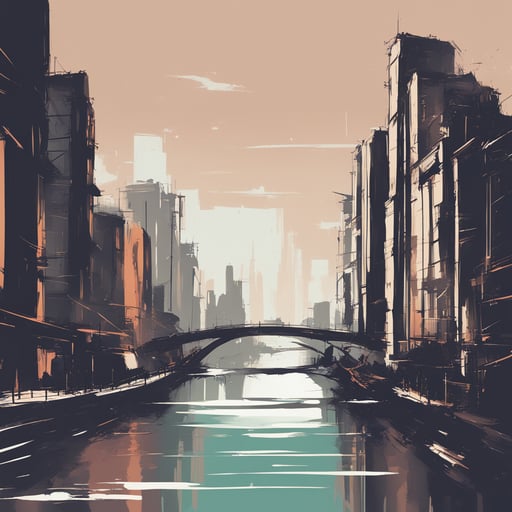 a cityscape with a river