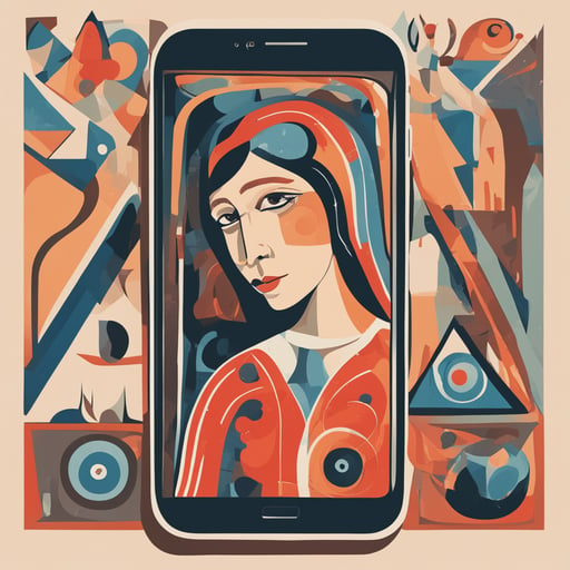 a woman inside a mobile phone