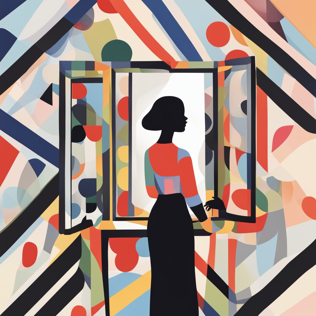 a woman looking in the mirror