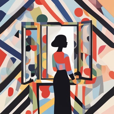 a woman looking in the mirror